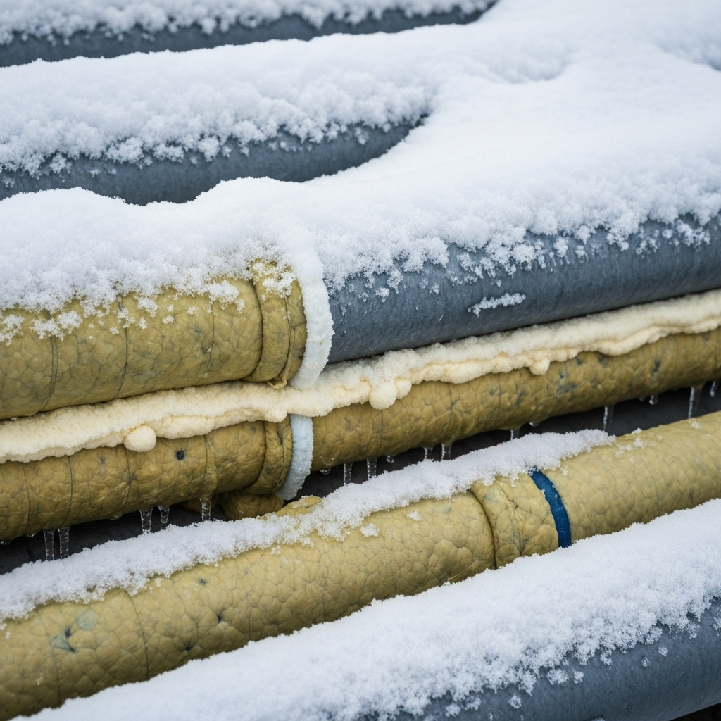 Winter water main protection with insulation and freeze prevention measures